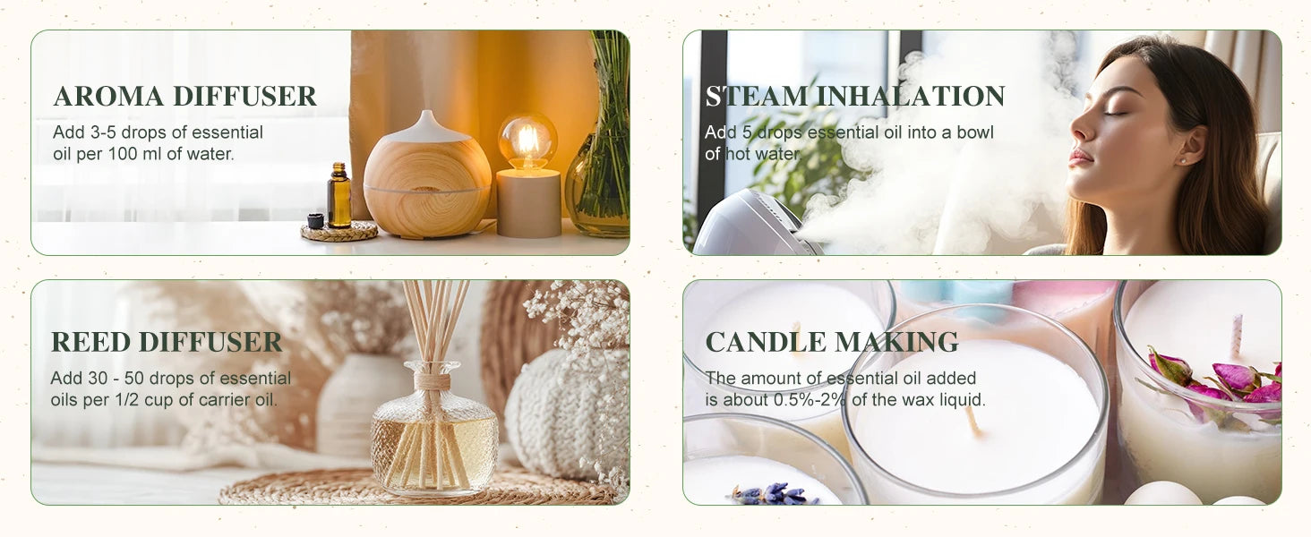 PHATOIL 30ml Aromatherapy Essential Oil Lavender Eucalyptus Vanilla Sweet Orange Aroma Oils For Diffuser Candle Making DIY Soap