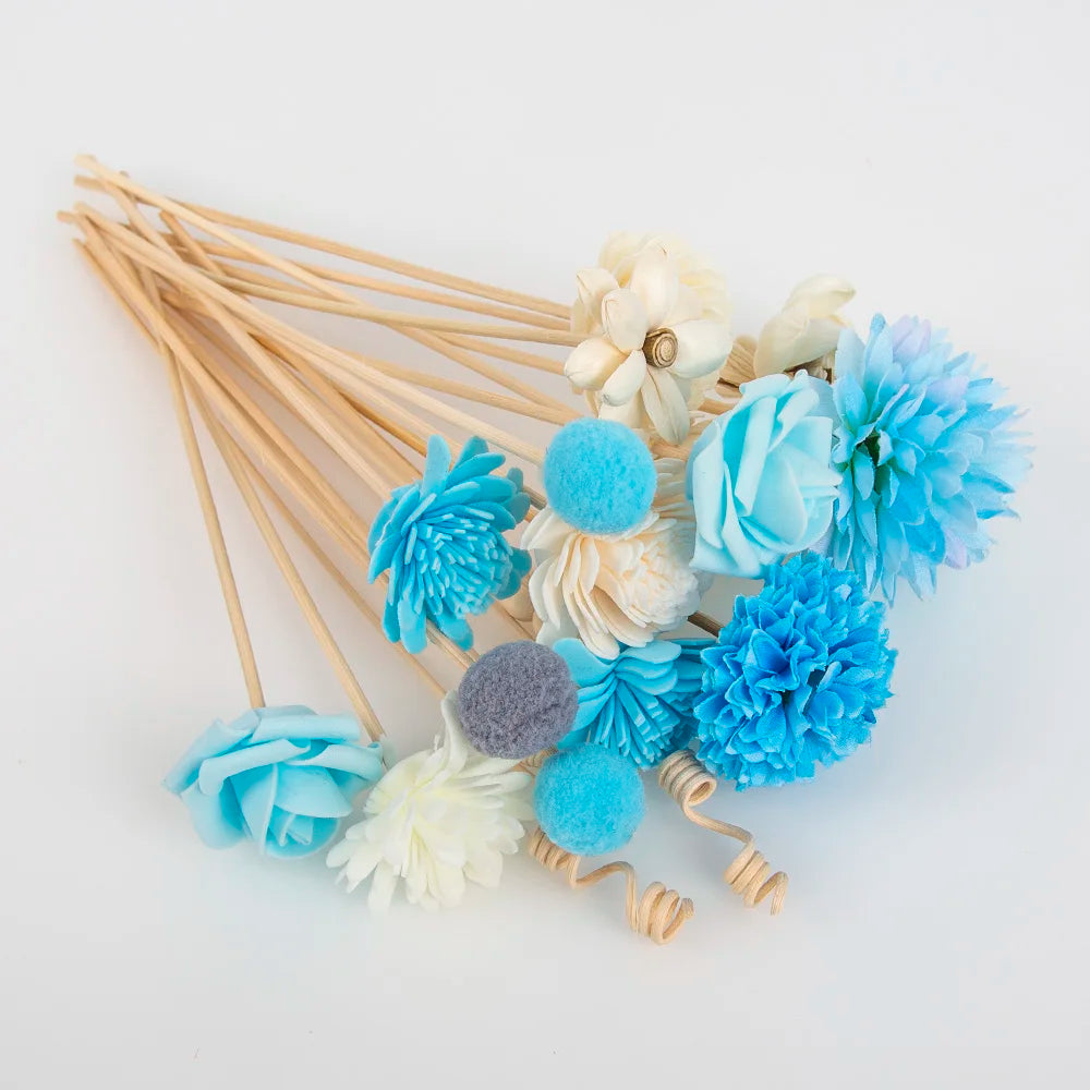 NEW 20PCS Blue Series Flower Rattan Sticks Fireless Fragrances Reed Diffuser Stick Diy Ornaments Home Decor