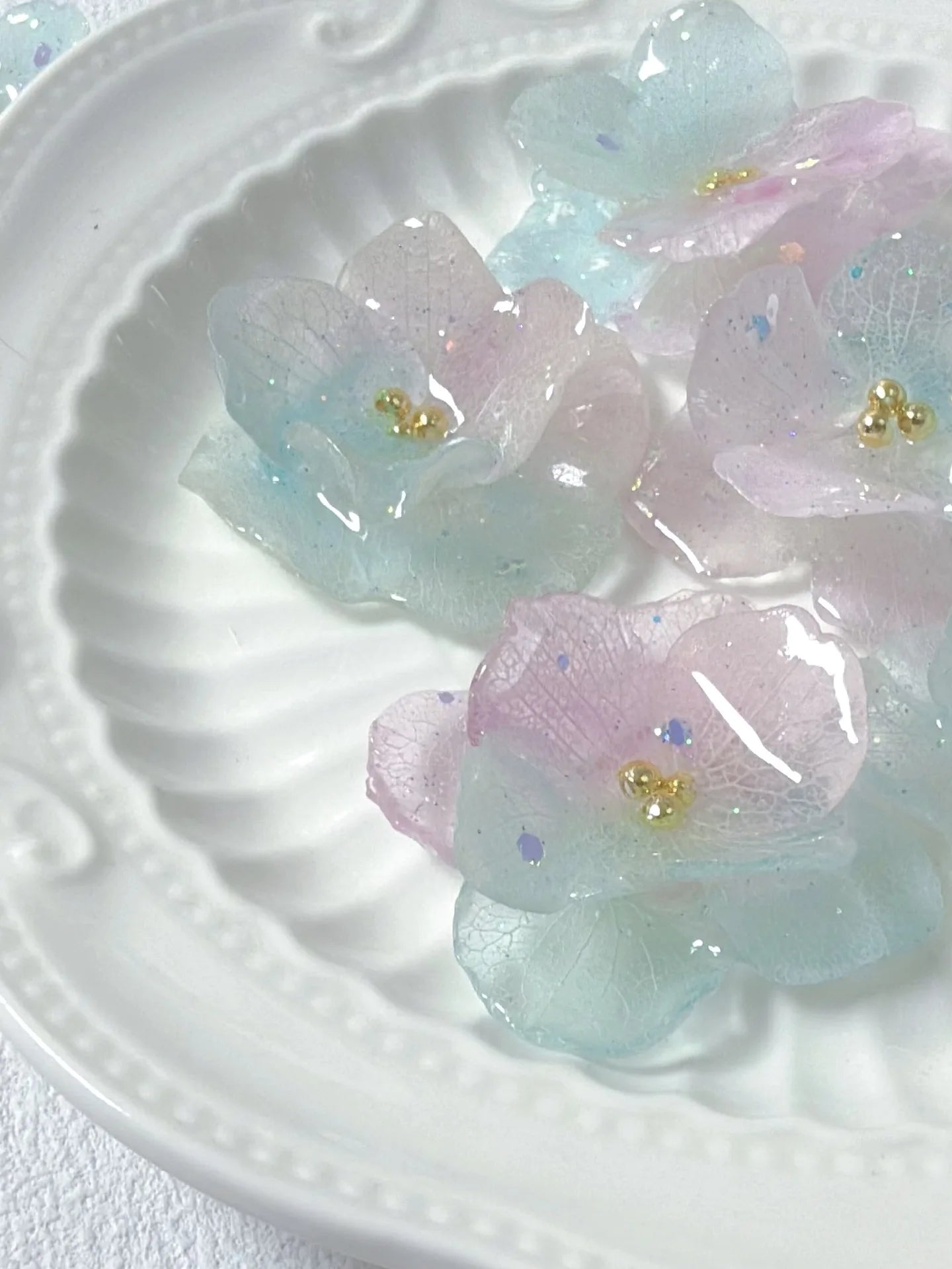 4PCS DIY Rubber Real Dried Hydrangea Flower Earrings Necklaces Bracelets Accessories Real Large-Leaf Hydrangea Fairy Accessories