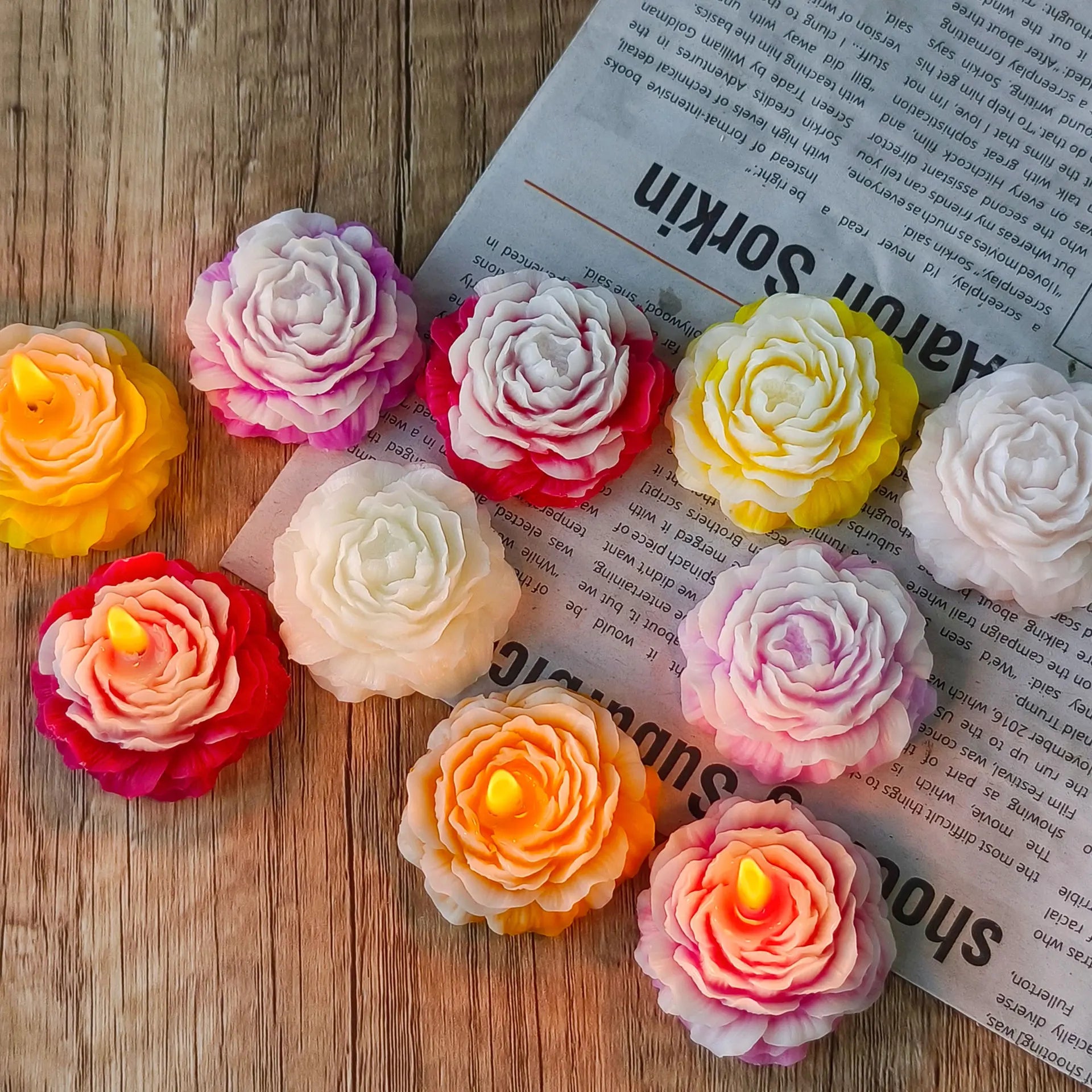 DIY Flower Aroma Candle Plaster Diffuser Stone Mould Candy Chocolate Baking Tool 3in1 Peony Flowers Handmade Soap Silicone Mold