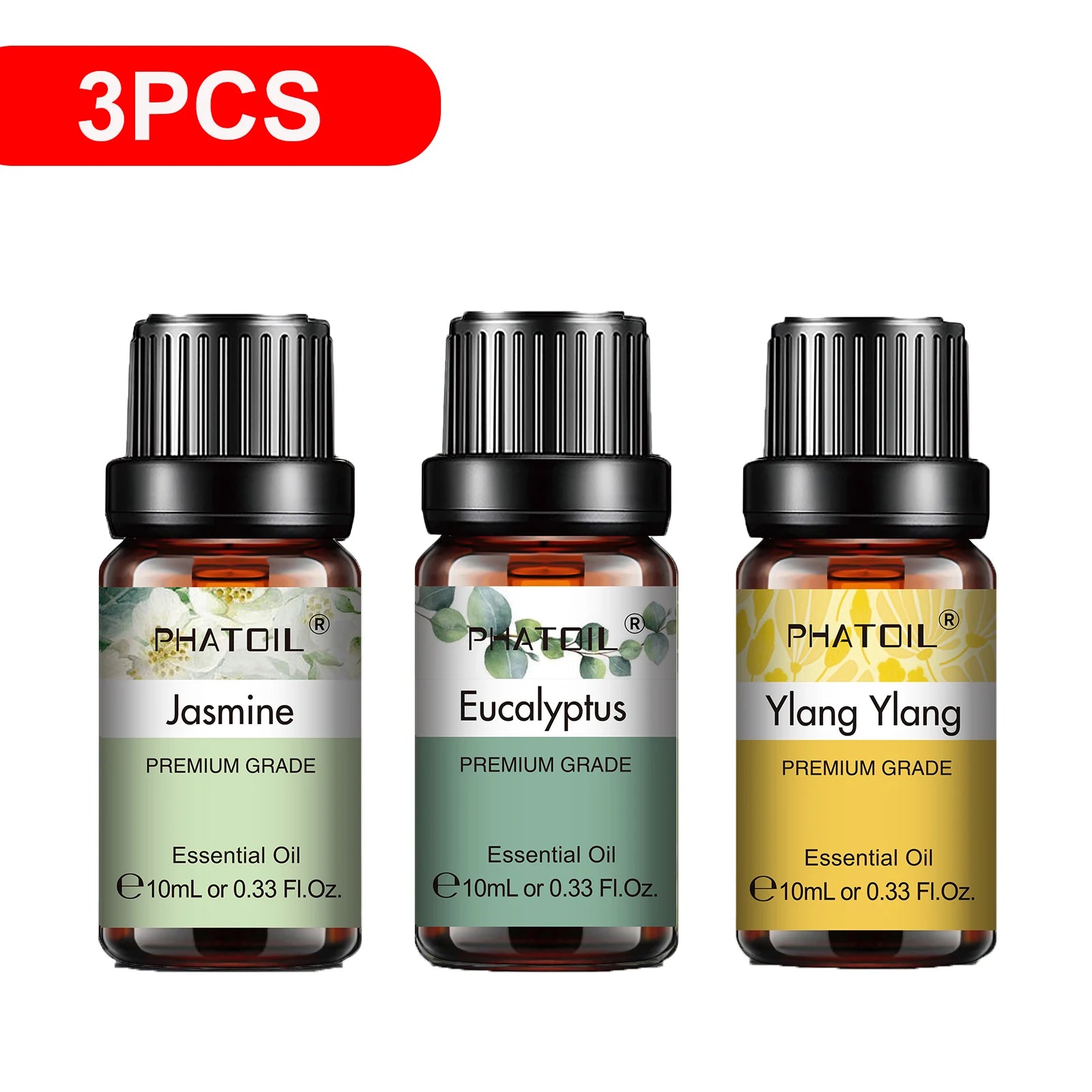 PHATOIL 10ml Natural Essential Oils for Diffuser Aromatherapy Lavender Vanilla Lemon Rose Lemongrass Essential Oil DIY Soap