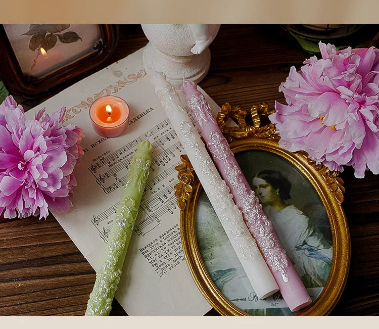 Embossed Long Candles for Candlesticks Taper Scented Wedding Candles Ceremony Home Decorations Item