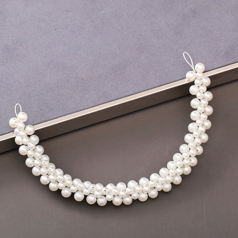 Pearl Crystal Bridal Headband Hairband Rhinestone Wedding Hair Accessories Jewelry Vine For Women Bride Tiara Headband Headpiece