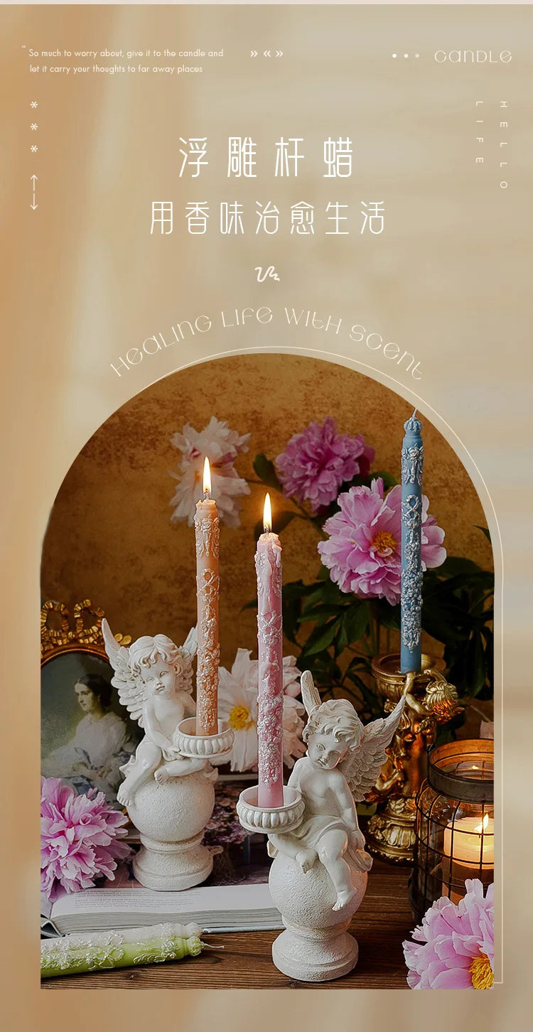 Embossed Long Candles for Candlesticks Taper Scented Wedding Candles Ceremony Home Decorations Item