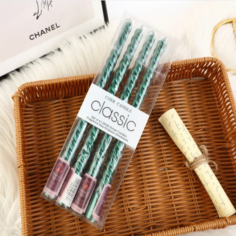 Boxed Western Restaurant Birthday Candle Long Taper Pole Candle Color Thread Romantic Wedding Event Candle