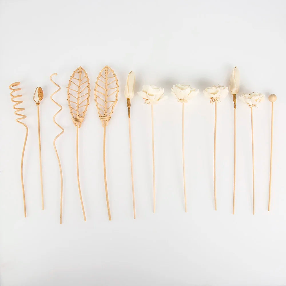 12PCS Lotus Series Flower Rattan Sticks Fireless Fragrances Reed Diffuser Stick Diy Ornaments Home Decor