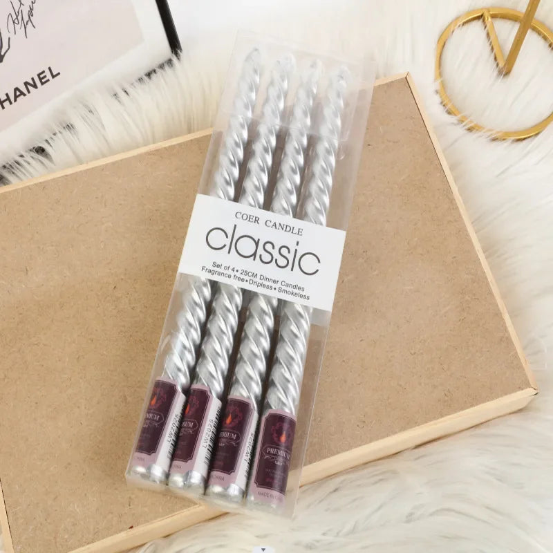 Boxed Western Restaurant Birthday Candle Long Taper Pole Candle Color Thread Romantic Wedding Event Candle