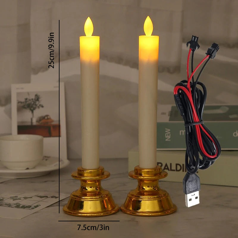 LED Candle Light With Flickering Flame USB Plug-In Electronic Candlelight Wedding Church Holiday Decoration Religious Activity