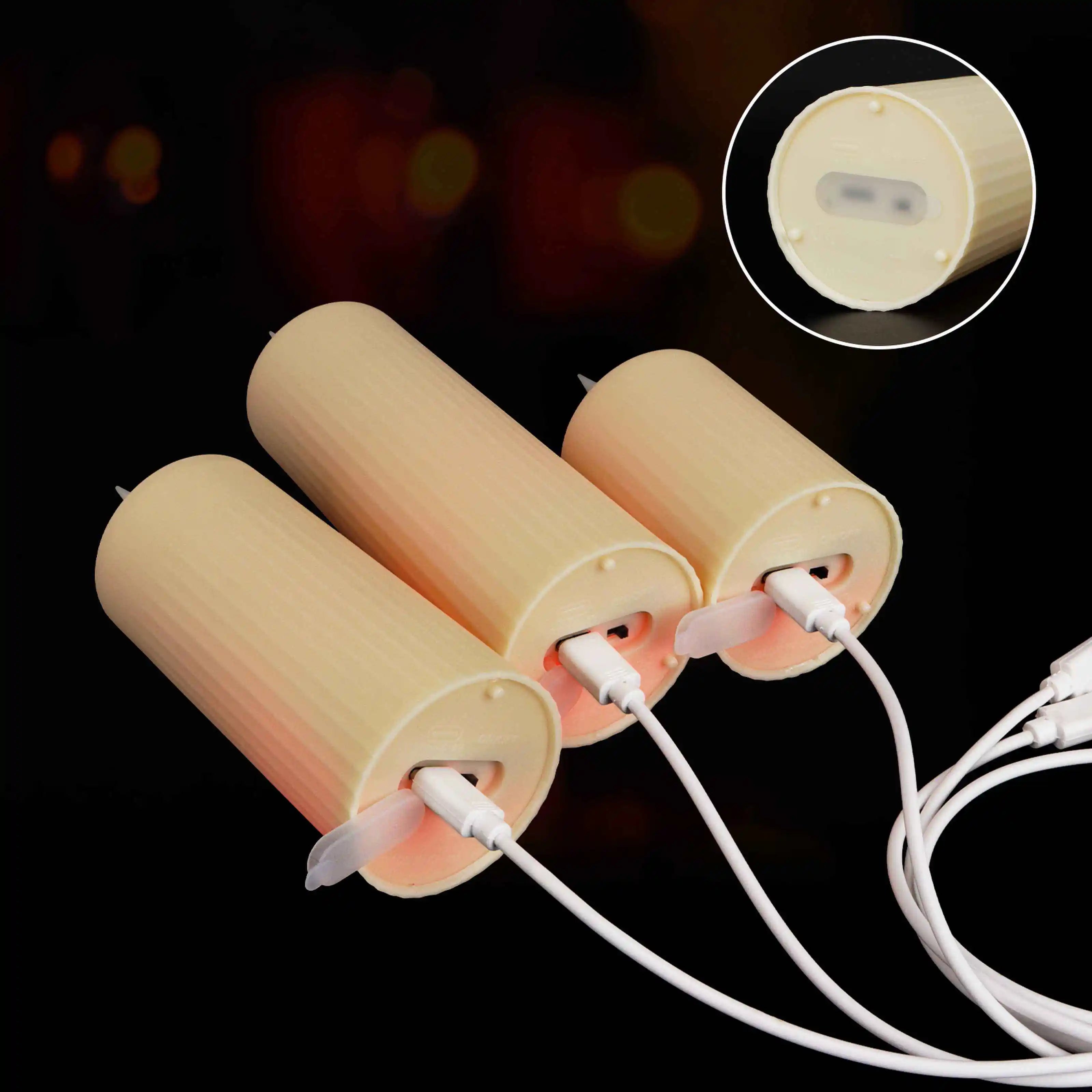 FPOO Rechargeable Led Candle By usb Remote Waterproof Pillar Candles for Wedding Camping Electric Flickering Flame Candle Light