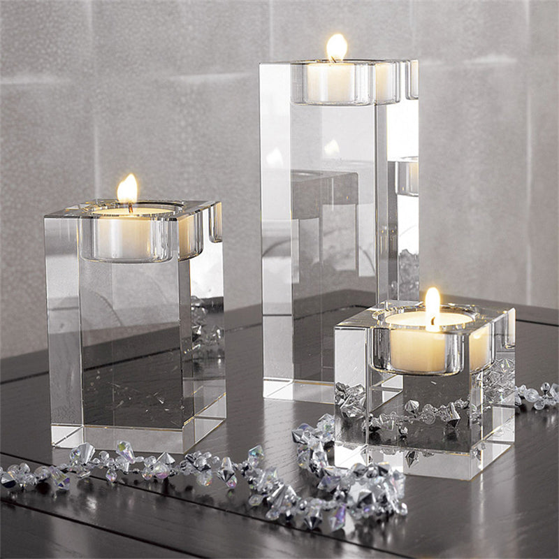 Crystal Glass Creative Romantic Candle Holders Tealight Candlestick Wedding Decorations Home Party Ornaments Desktop Candlestick