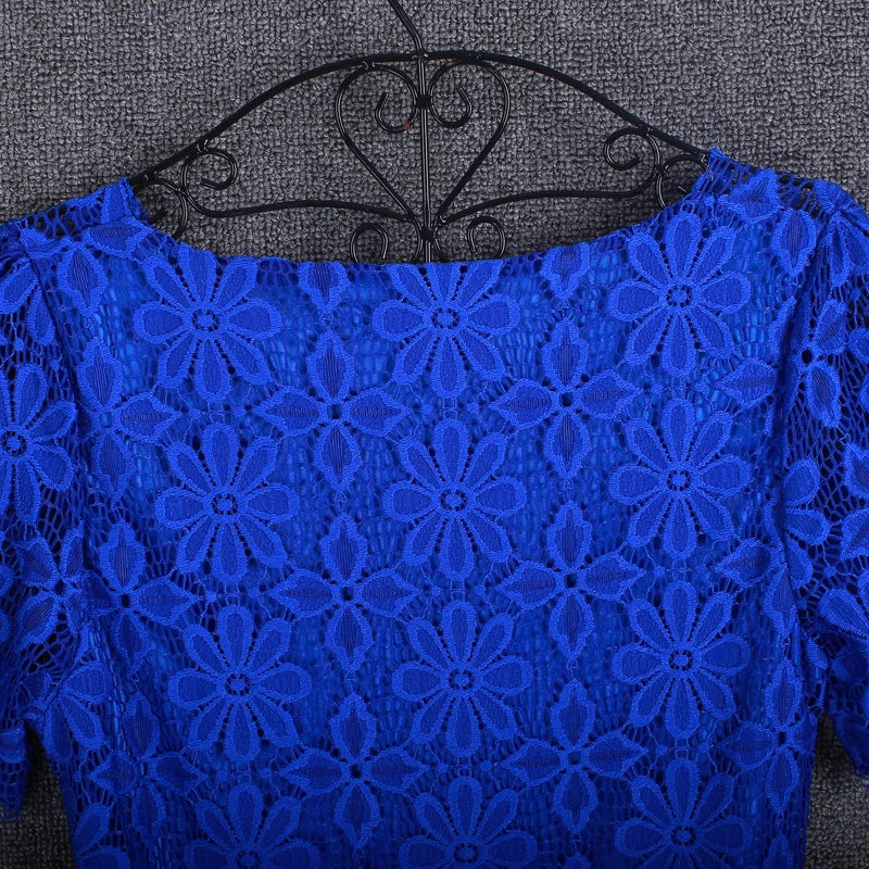 Summer Lace Women Blouse Shirt Casual Solid Hollow Clothing Top