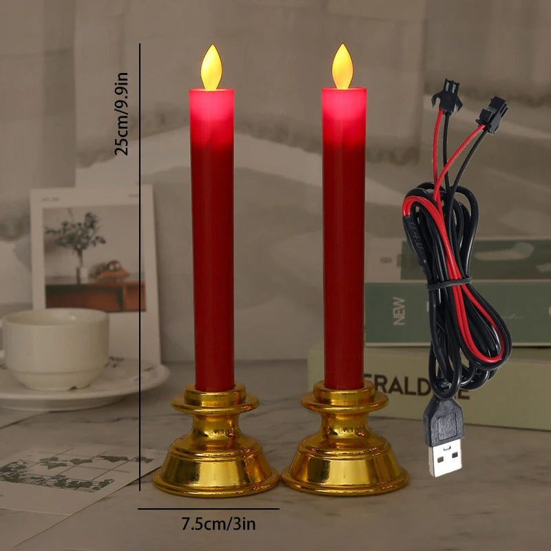 LED Candle Light With Flickering Flame USB Plug-In Electronic Candlelight Wedding Church Holiday Decoration Religious Activity