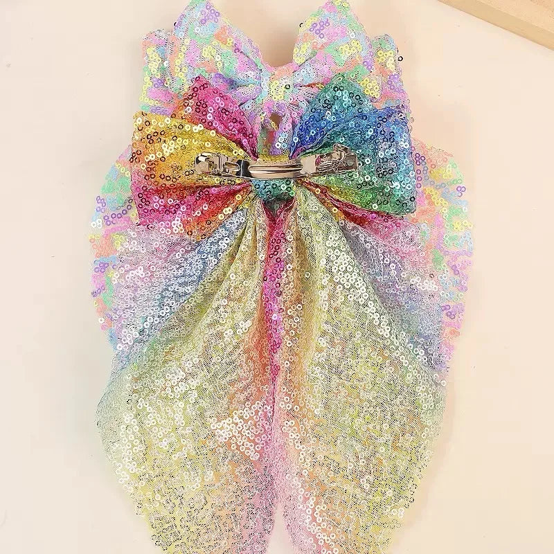Sequined Double-Layer Mesh Bowknot Hairpin Cute Hair Accessories For Women