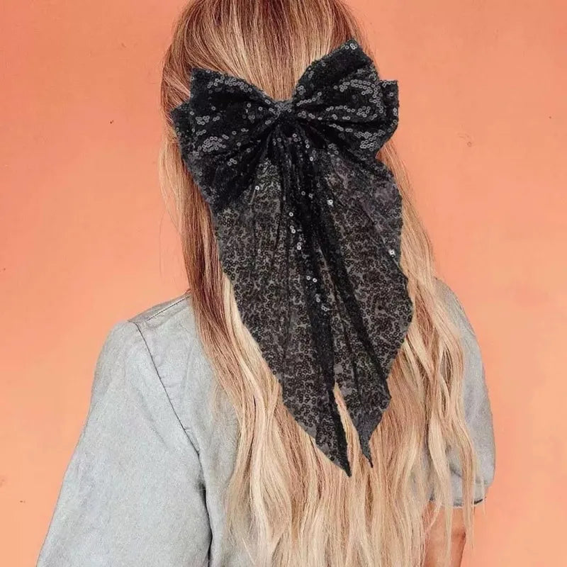 Sequined Double-Layer Mesh Bowknot Hairpin Cute Hair Accessories For Women