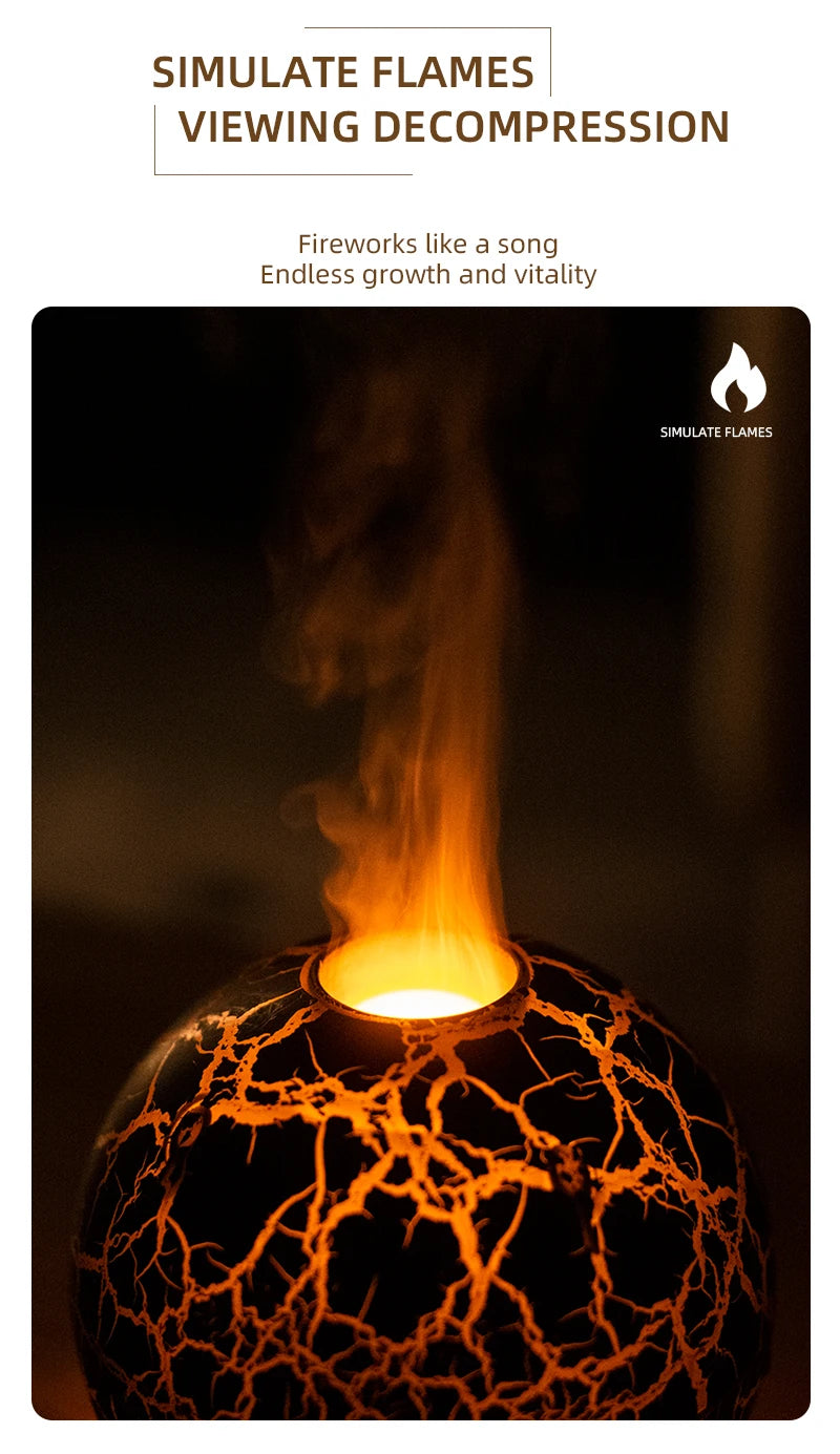 Flame Volcano Diffuser For Essential RGB Oils Table Lamp Night Lights Large Capacity Aromatherapy Air Humidifier Office Bedroom