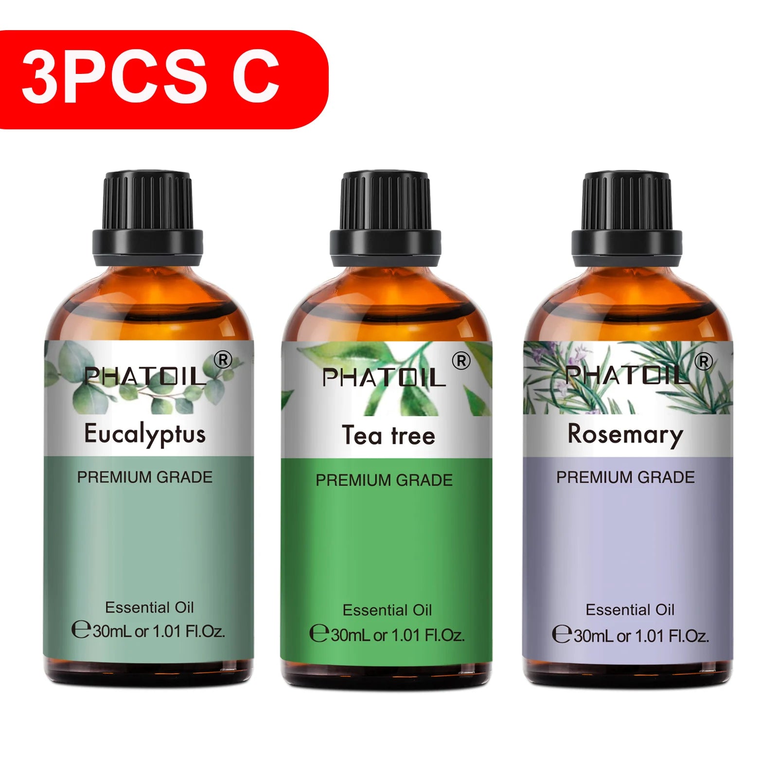 PHATOIL 30ml Lavender Lemon Eucalyptus Sandalwood Bergamot Aromatherapy Essential Oil For Diffuser,Candle Making,DIY Soap & Bomb