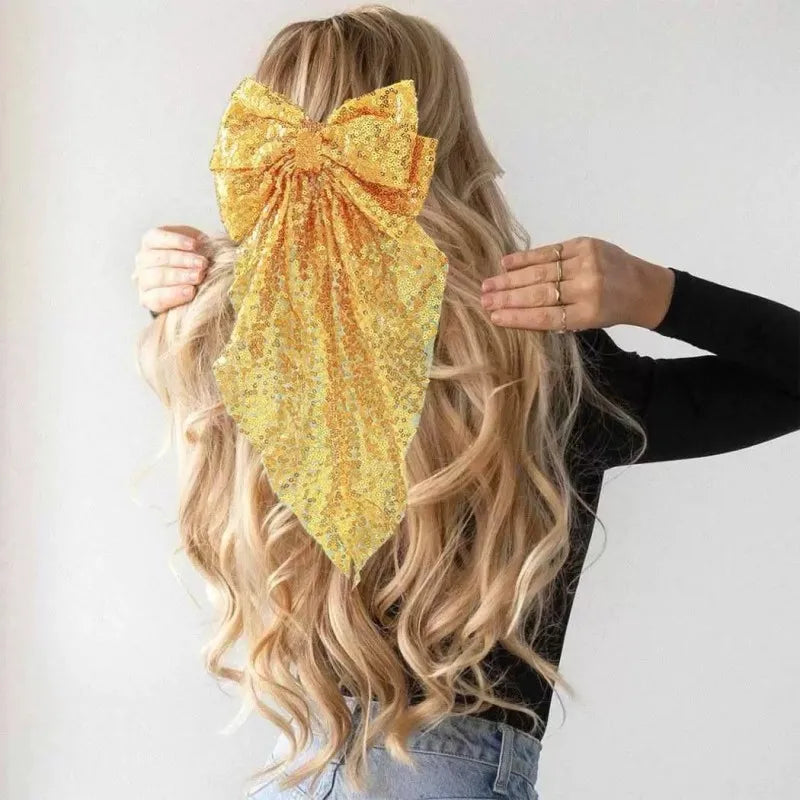 Sequined Double-Layer Mesh Bowknot Hairpin Cute Hair Accessories For Women