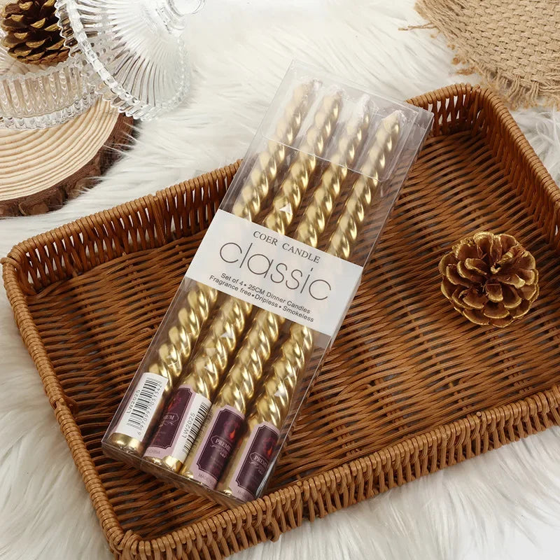 Boxed Western Restaurant Birthday Candle Long Taper Pole Candle Color Thread Romantic Wedding Event Candle