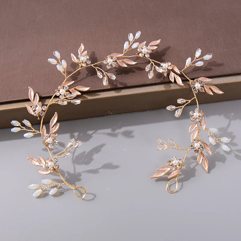 Pearl Crystal Bridal Headband Hairband Rhinestone Wedding Hair Accessories Jewelry Vine For Women Bride Tiara Headband Headpiece