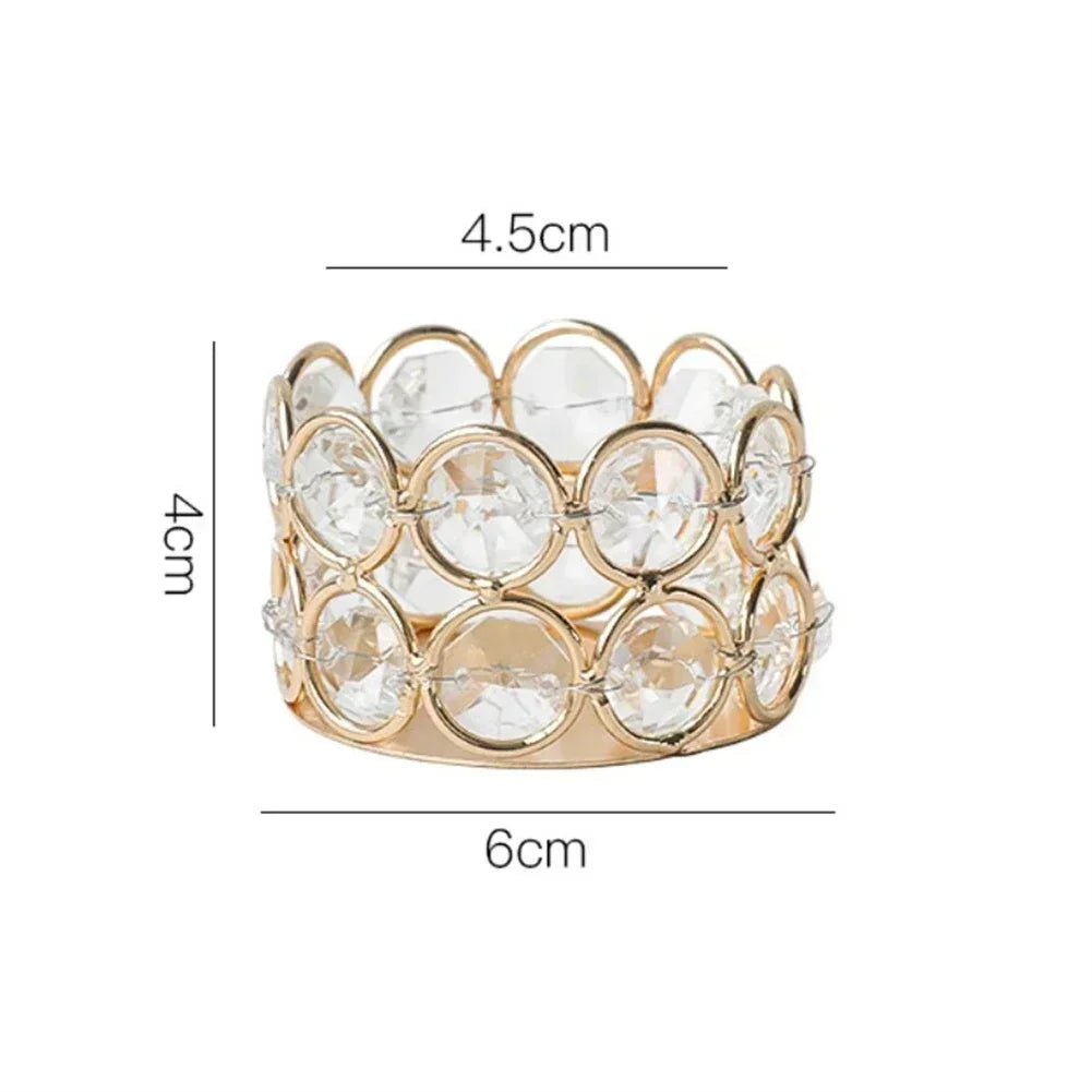 Crystal Tealight Candle Lantern Holders Crystal Candlestick Desktop Candlelight Dinner Prop Metal Ornament Candle Holder