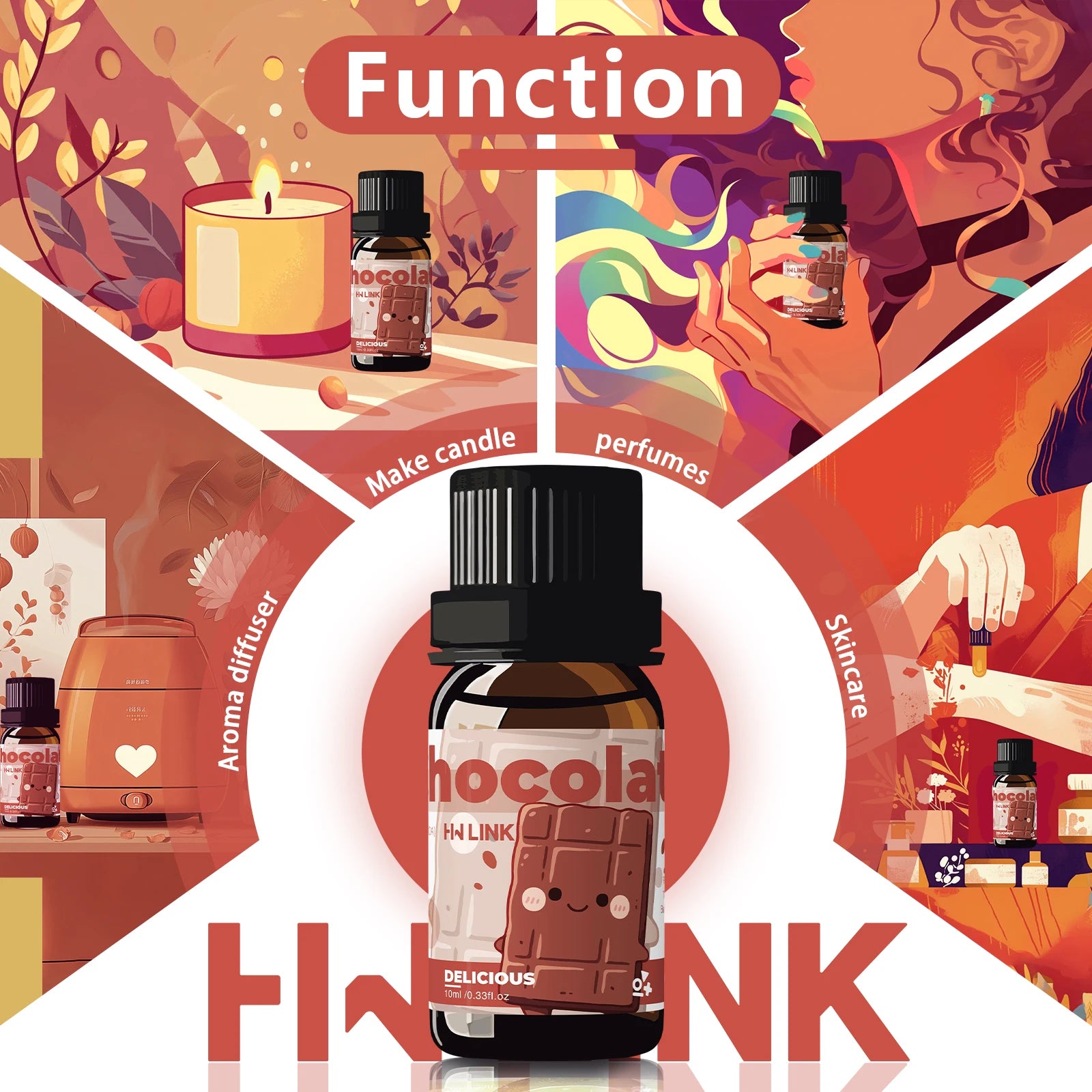 10ml Chocolate Essential Oils Chocolate Perfumes Skin Care Massage Body Oil For Candle,Soap Making,Aromatherapy,Diffusers,Gift