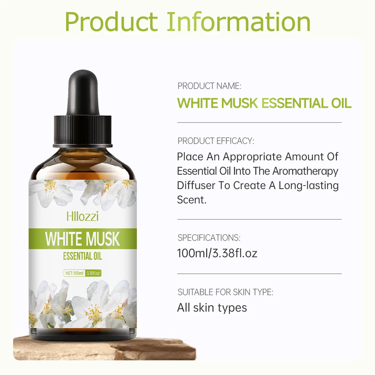 White Musk essential oil is suitable for skincare, bath and shower use, and as a diffuser for all skin types.