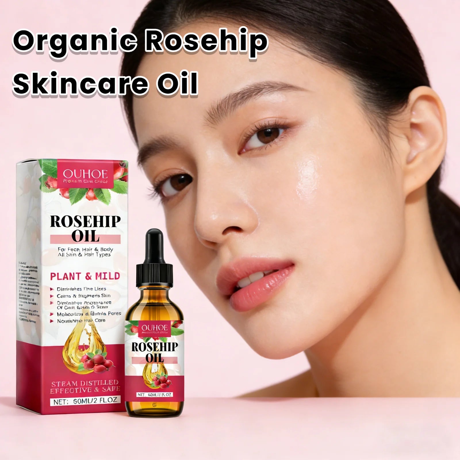 Organic Rosehip Oil Improve Fine Lines Wrinkles Firming Lifting Repair Smoothing Shiny Hair Oil Facial Essential Oils Skincare