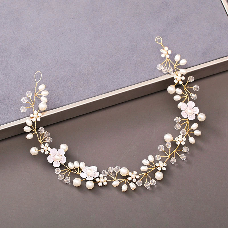 Pearl Crystal Bridal Headband Hairband Rhinestone Wedding Hair Accessories Jewelry Vine For Women Bride Tiara Headband Headpiece