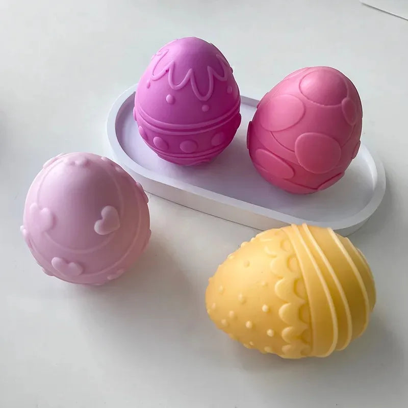 3D Easter Egg Candle Silicone Mold DIY Aromatherapy Candle Plaster Resin Ornaments Geometric Eggs Mould Easter Decor Crafts