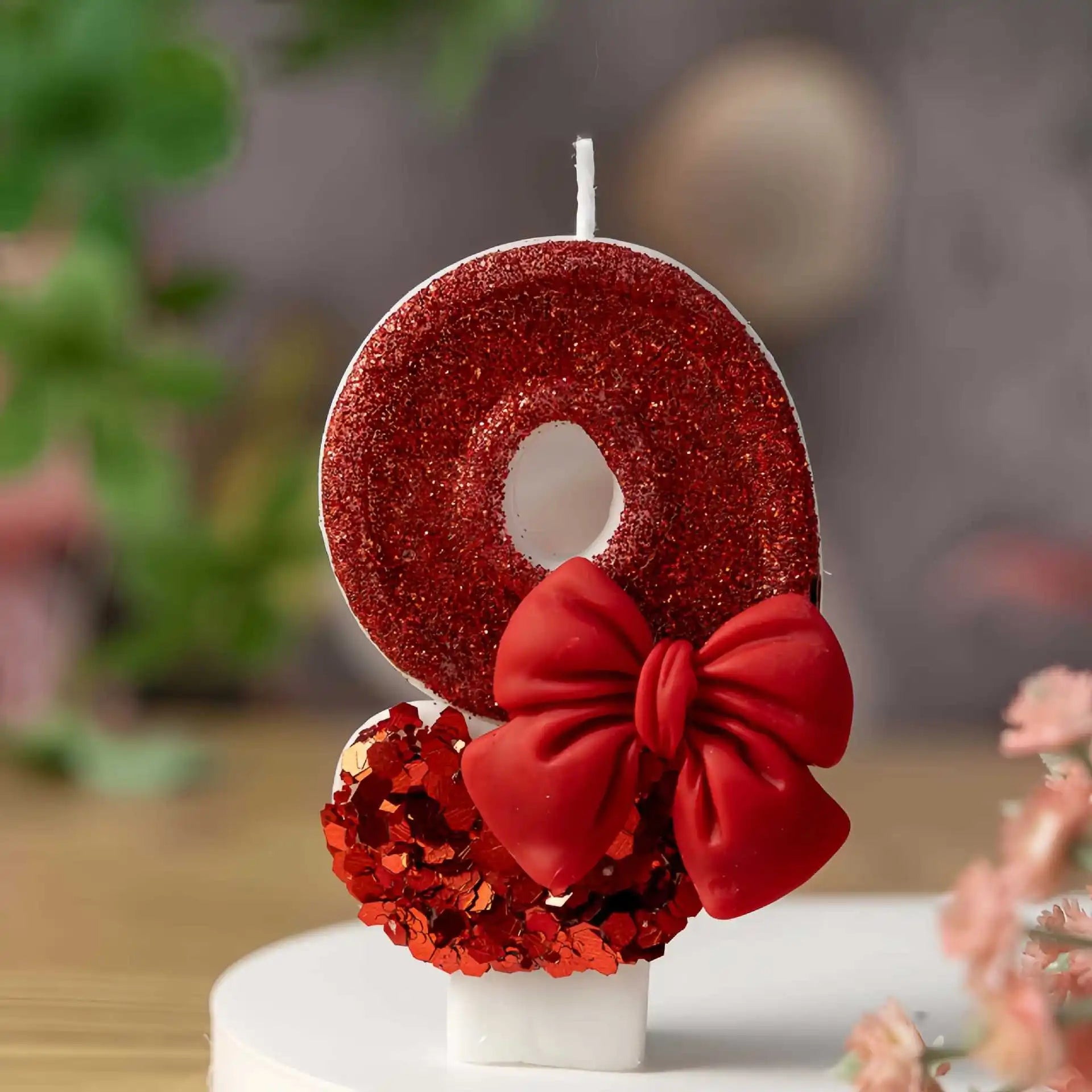 Red bow creative digital candle birthday candle cake decoration
