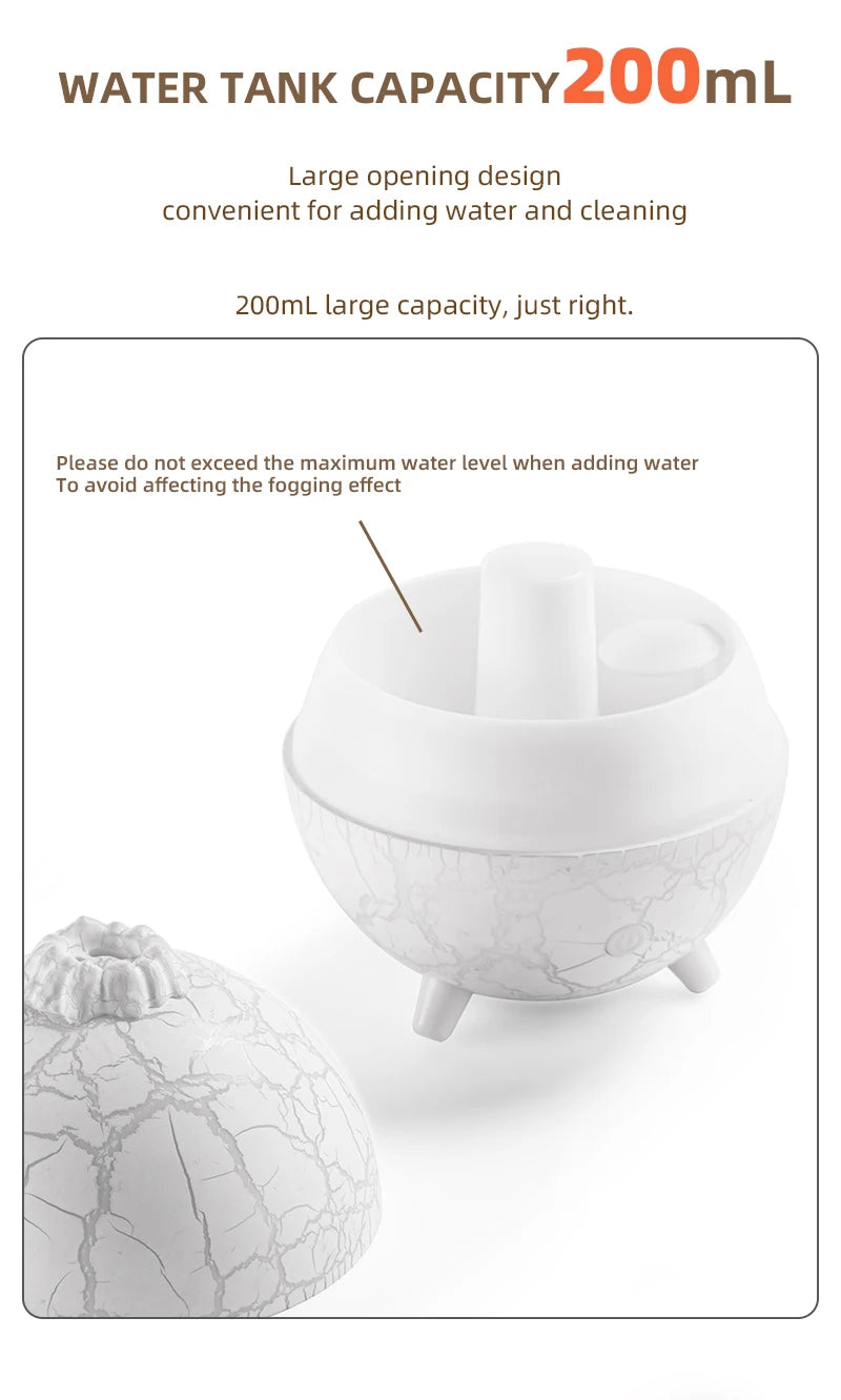 Flame Volcano Diffuser For Essential RGB Oils Table Lamp Night Lights Large Capacity Aromatherapy Air Humidifier Office Bedroom