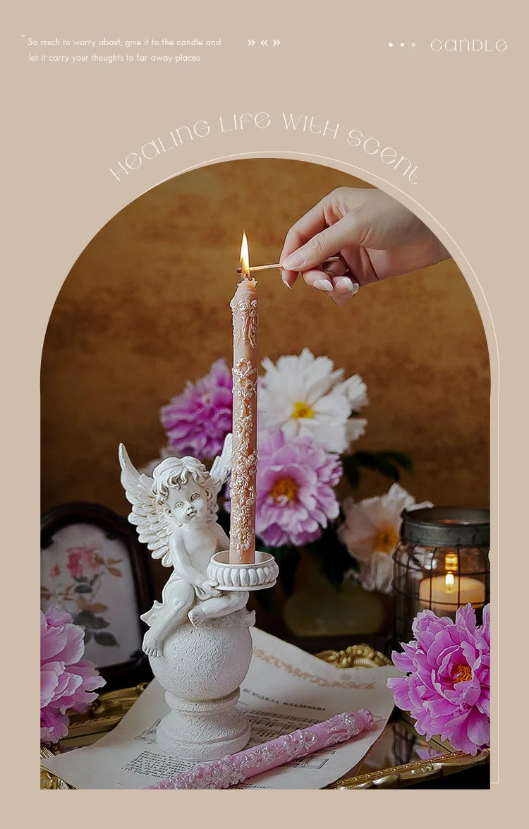 Embossed Long Candles for Candlesticks Taper Scented Wedding Candles Ceremony Home Decorations Item