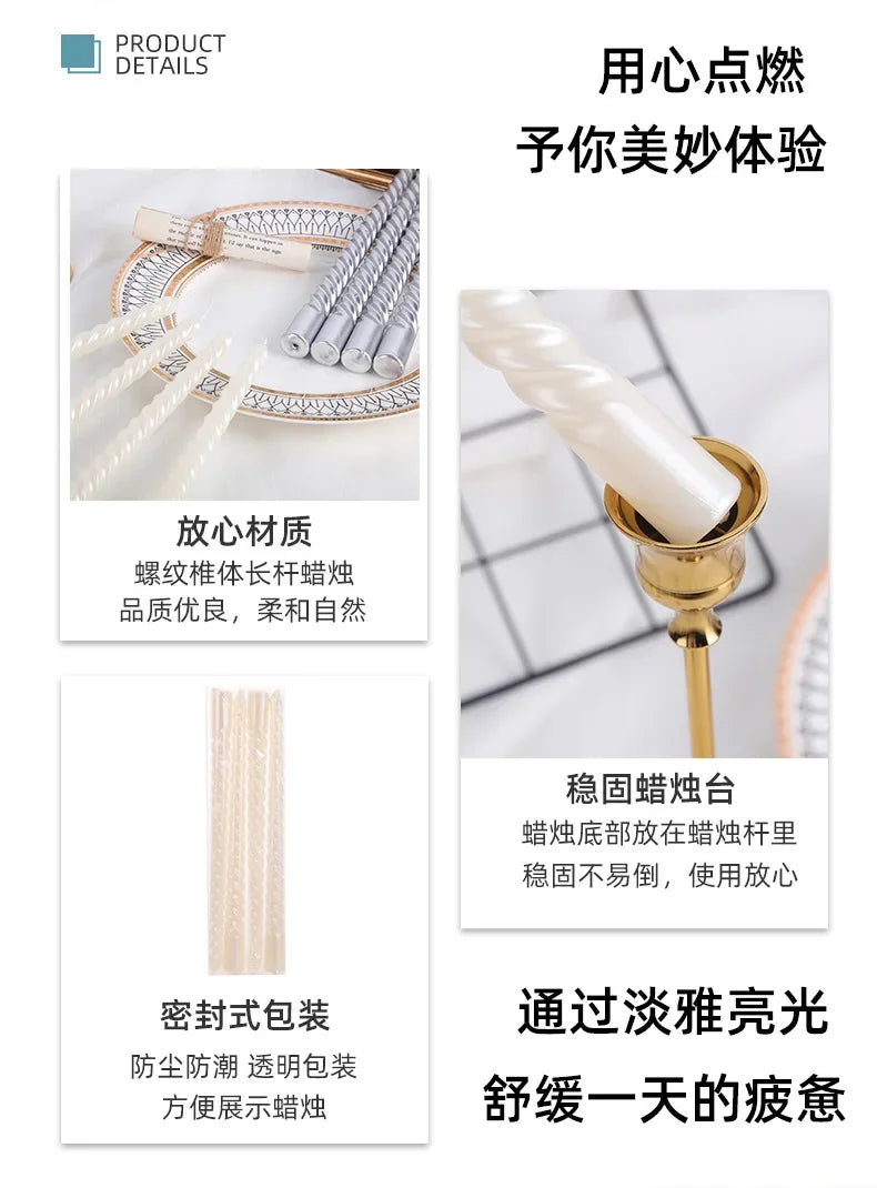 Boxed Western Restaurant Birthday Candle Long Taper Pole Candle Color Thread Romantic Wedding Event Candle