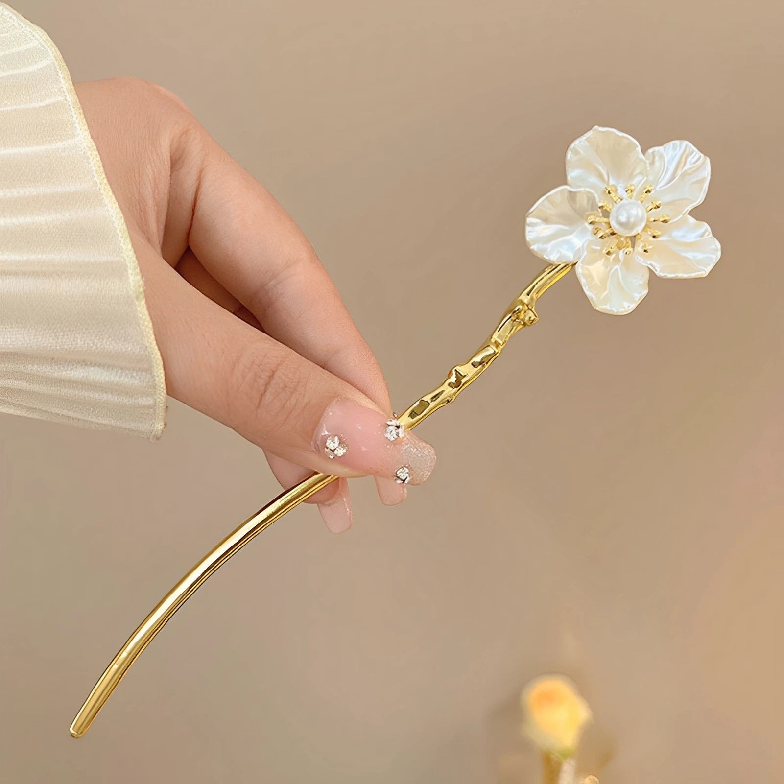 Pearl Rhinestone Flower Hairpins Wedding Hair Accessories Pearl Hairpins Flower Bridal Hair Pins Hair Ornaments Hair Stick
