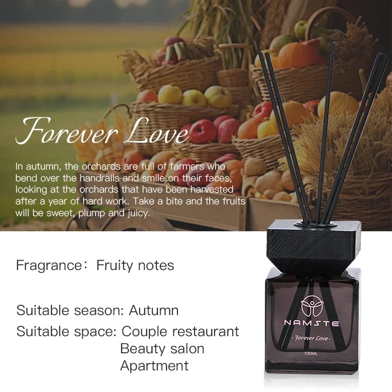 NAMSTE 100ML Fireless Reed Diffuser Oil Fragrance Replacement Stick Aroma Oil Reed Diffuser Set Scent Air Purifier For Home