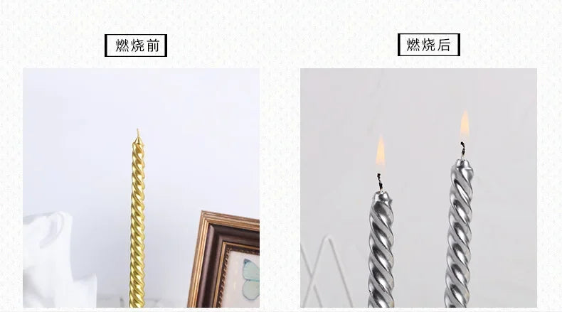 Boxed Western Restaurant Birthday Candle Long Taper Pole Candle Color Thread Romantic Wedding Event Candle