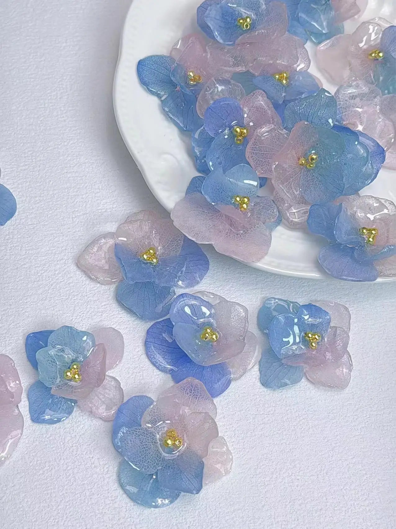 4PCS DIY Rubber Real Dried Hydrangea Flower Earrings Necklaces Bracelets Accessories Real Large-Leaf Hydrangea Fairy Accessories