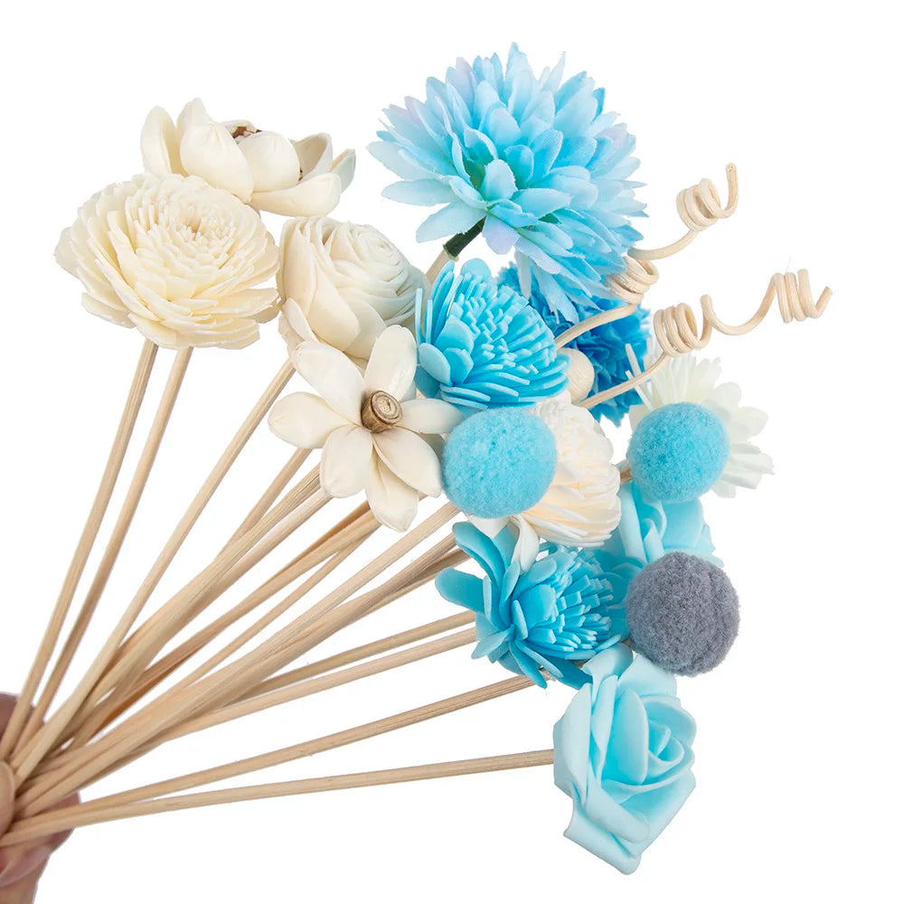 NEW 20PCS Blue Series Flower Rattan Sticks Fireless Fragrances Reed Diffuser Stick Diy Ornaments Home Decor