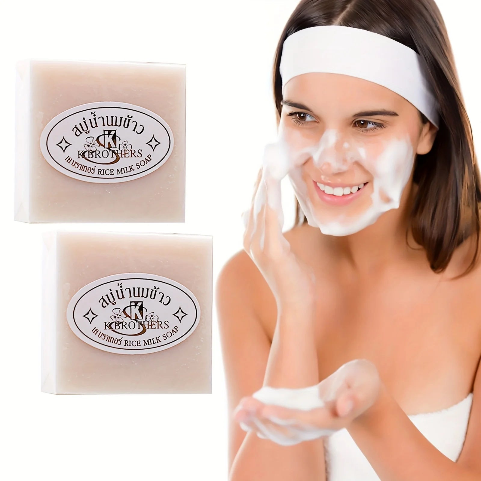 Original Milk Rice Soap Essential Oil Soap Bath Handmade Soap Deep Cleansing Skin 60g(2.12oz)-2 pcs