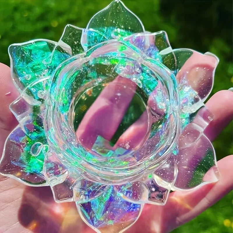 1pc- Lotus tea lamp resin mold, suitable for DIY jewelry, container boxes, candlesticks, and desktop decoration