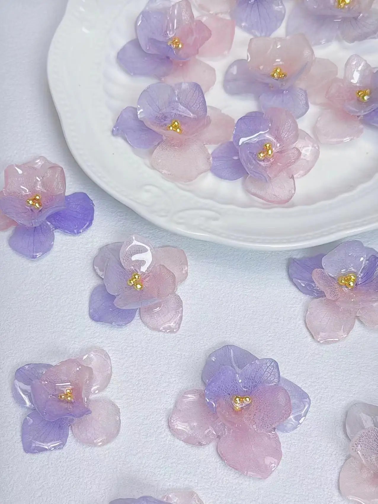 4PCS DIY Rubber Real Dried Hydrangea Flower Earrings Necklaces Bracelets Accessories Real Large-Leaf Hydrangea Fairy Accessories