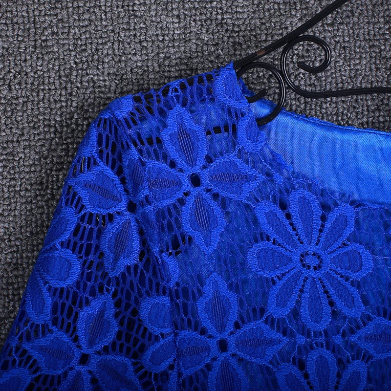 Summer Lace Women Blouse Shirt Casual Solid Hollow Clothing Top