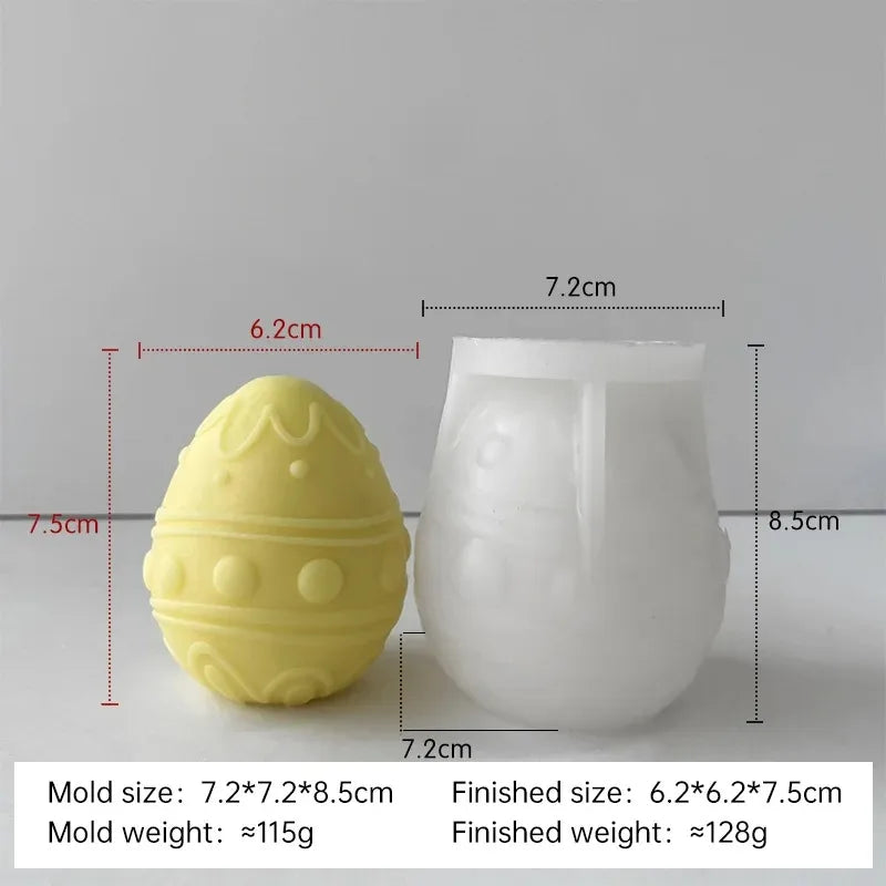 3D Easter Egg Candle Silicone Mold DIY Aromatherapy Candle Plaster Resin Ornaments Geometric Eggs Mould Easter Decor Crafts