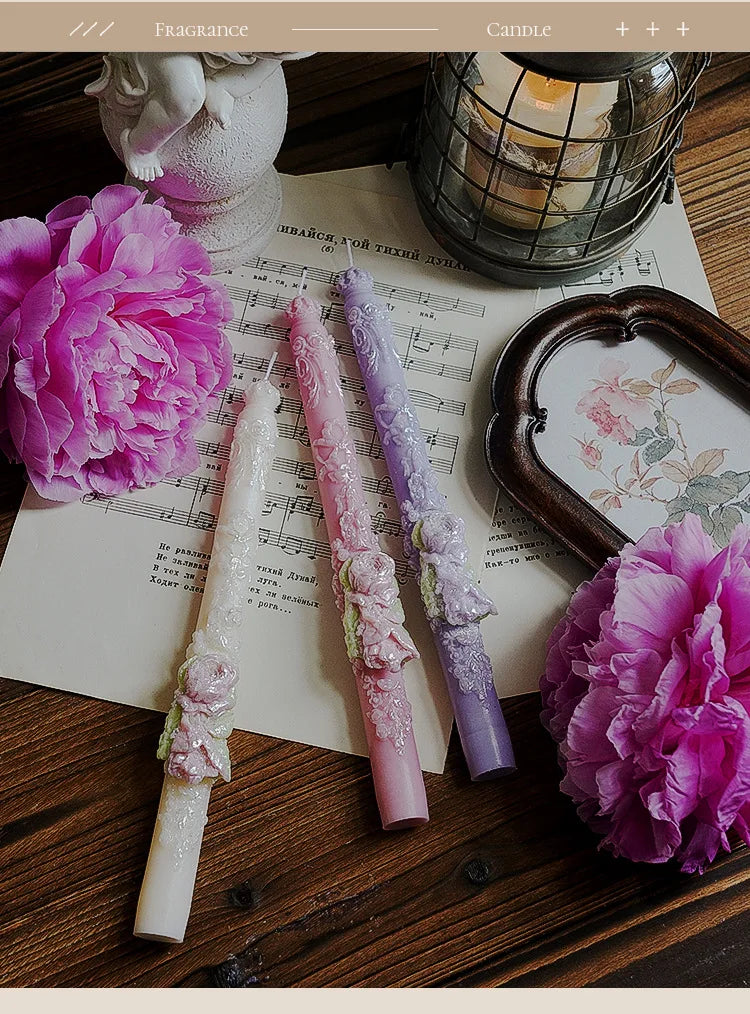 Embossed Long Candles for Candlesticks Taper Scented Wedding Candles Ceremony Home Decorations Item