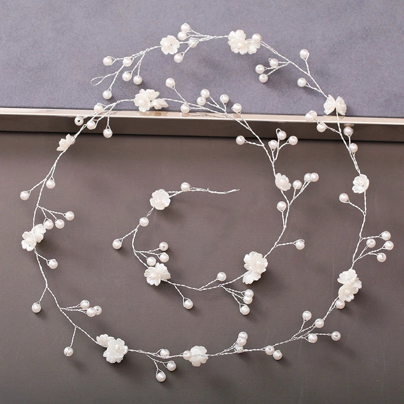 Pearl Crystal Bridal Headband Hairband Rhinestone Wedding Hair Accessories Jewelry Vine For Women Bride Tiara Headband Headpiece
