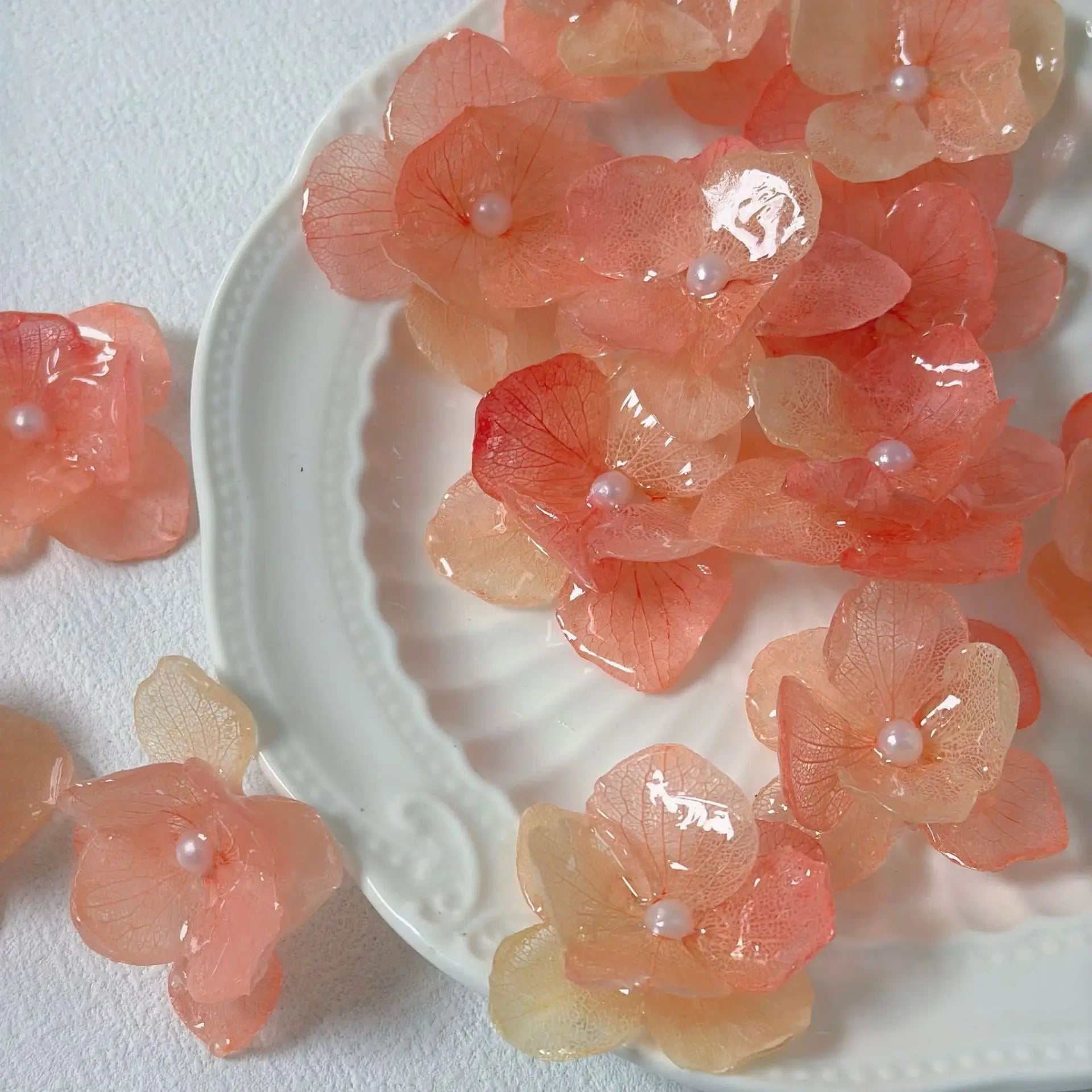 4PCS DIY Rubber Real Dried Hydrangea Flower Earrings Necklaces Bracelets Accessories Real Large-Leaf Hydrangea Fairy Accessories