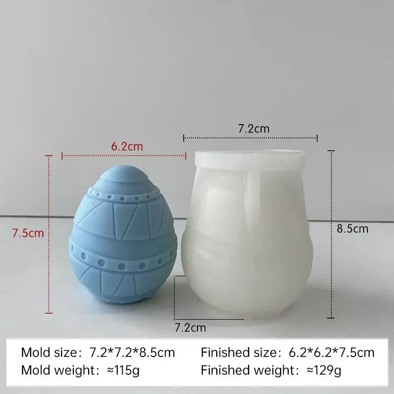 3D Easter Egg Candle Silicone Mold DIY Aromatherapy Candle Plaster Resin Ornaments Geometric Eggs Mould Easter Decor Crafts