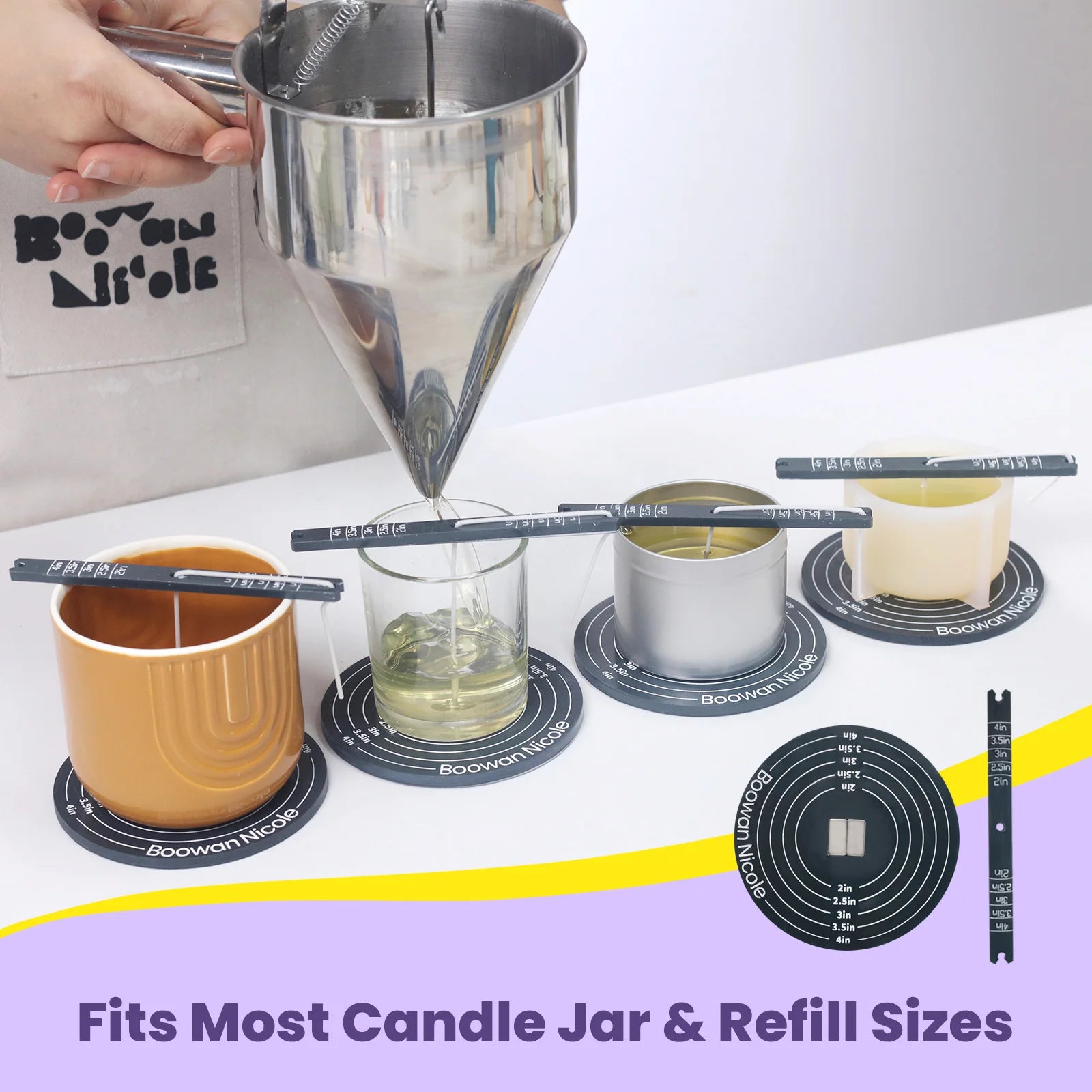 Nicole Quick Magnetic Candle Wick Centering Setter Tool & Wick Holder Candle Centering Device for Candle Making