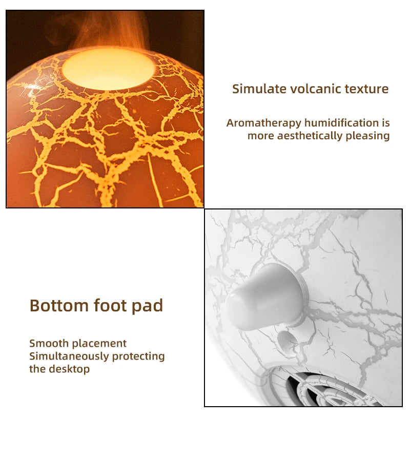 Flame Volcano Diffuser For Essential RGB Oils Table Lamp Night Lights Large Capacity Aromatherapy Air Humidifier Office Bedroom