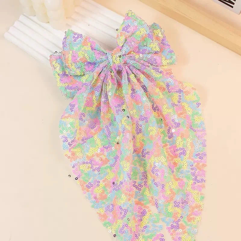 Sequined Double-Layer Mesh Bowknot Hairpin Cute Hair Accessories For Women